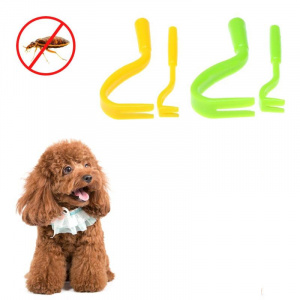 Crochet détacheur de tiques pour chien Accessoire chien Anti-puce chien Hygiène chien couleur: Bleu|Jaune|Orange|Vert