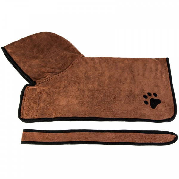 Peignoir de bain à capuche pour chien Manteau pour chien Vêtement chien Taille: XS Couleur: Marron