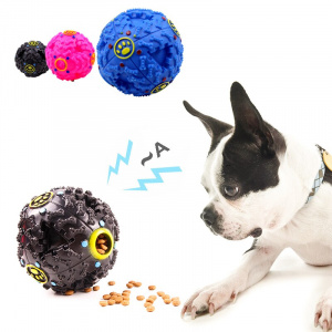 Balle distributrice de nourriture pour chien Accessoire chien Jouets pour chien couleur: Bleu|Noir|Rose
