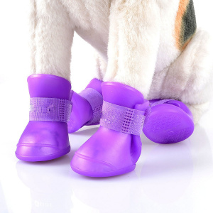 Botte de pluie imperméable pour chien Chaussure pour chien Vêtement chien couleur: Bleu|Jaune|Noir|Rose|Rouge|Vert|Violet
