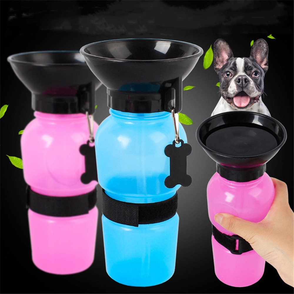 Bouteille d’eau à presser pour animaux de compagnie Accessoire chien Gourde pour chien couleur: Bleu|Gris|Rose
