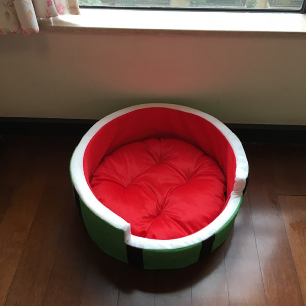 Canapé-lit en forme de pastèque pour chien Couchage chien Coussin pour chien Lit pour chien Panier chien couleur: Rouge