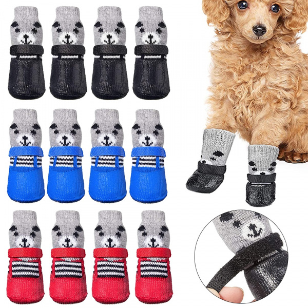 Chaussettes mignonnes en coton pour chiens Chaussette pour chien Chaussure pour chien Vêtement chien couleur: Bleu|Noir|Rouge
