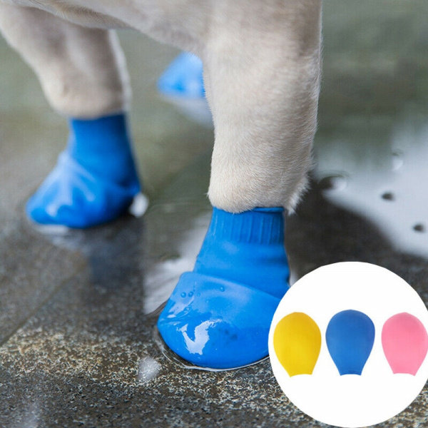Chaussures imperméables en caoutchouc pour chien Chaussure pour chien Vêtement chien couleur: Bleu|Jaune|Rose