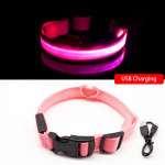 Collier à LED rechargeable par câble USB pour chien Accessoire chien Collier électrique chien Taille: XS Couleur: Rose