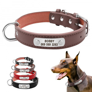 Collier personnalisé en cuir pour chien Accessoire chien Collier chien couleur: Marron|Noir|Rouge