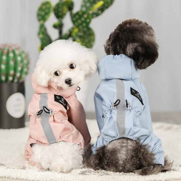 Combinaison à capuche imperméable pour chien Manteau pour chien Vêtement chien couleur: Bleu|Rose