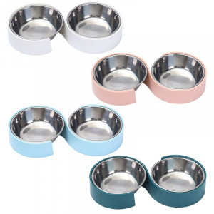 Double bol de nourriture pour chien Accessoire chien Gamelle chien couleur: Blanc|Bleu|Bleu ciel|Rose