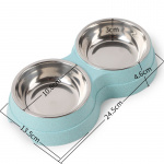 Double gamelle en acier inoxydable Accessoire chien Gamelle chien couleur: Bleu|Rose|Vert