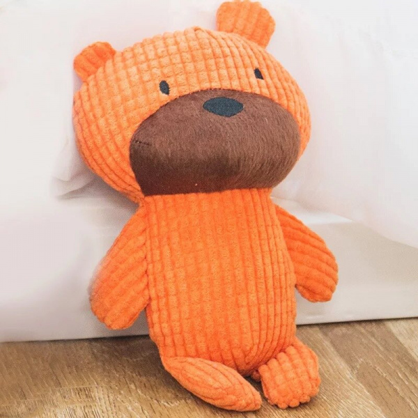Peluche en forme d’ours pour chien Accessoire chien Doudou pour chien Jouets pour chien Couleur: Orange