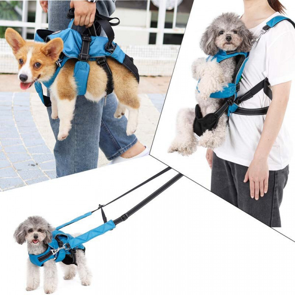 Sac de transport multifonction pour chien Accessoire chien Harnais chien Porte-chien Transport chien couleur: Bleu