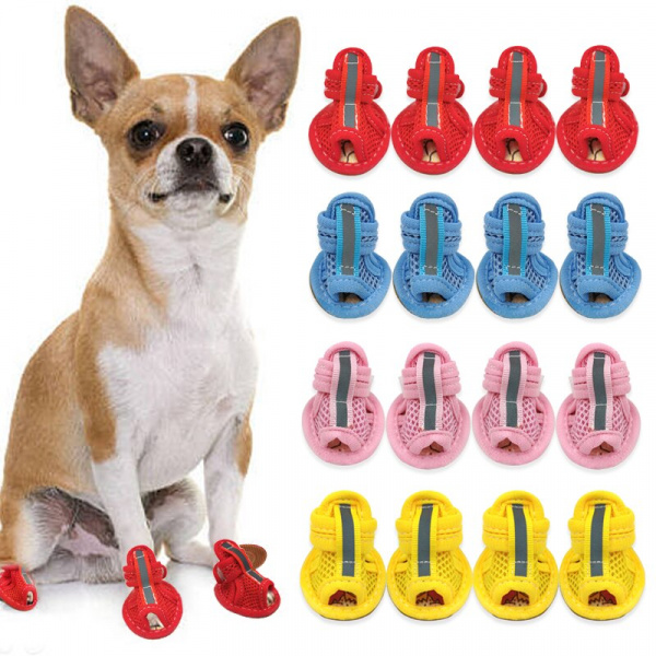 Sandale en maille pour chien Chaussure pour chien Vêtement chien couleur: Bleu|Jaune|Rose|Rouge