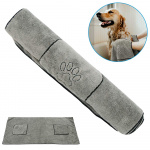 Serviette de bain en microfibre pour chien Accessoire chien couleur: Gris