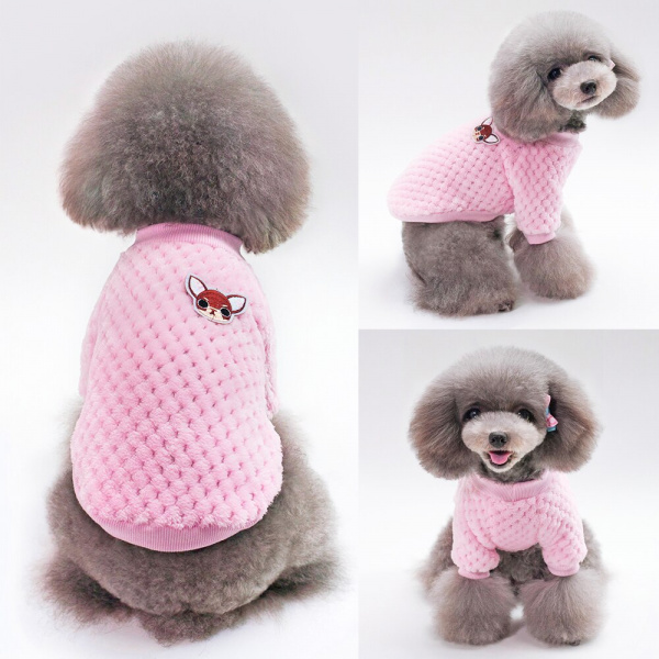 Vêtements d’hiver chauds pour chiens Pull pour chien Vêtement chien couleur: Bleu|Rose