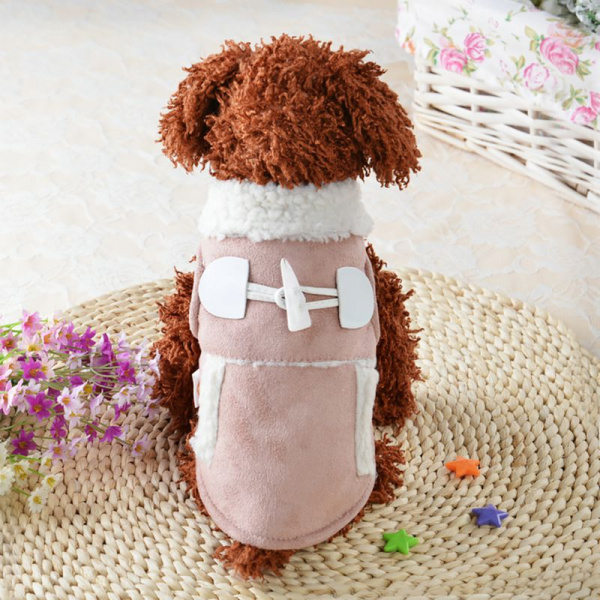 Vêtements d’hiver en daim pour chien Manteau pour chien Vêtement chien couleur: Marron|Rose