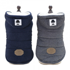 Vêtements d’hiver pour chien Manteau pour chien Vêtement chien couleur: Bleu|Gris