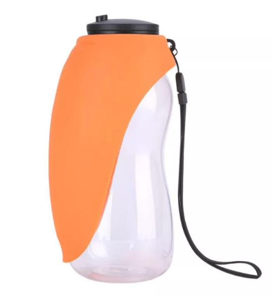 Bouteille d’eau avec bec en silicone pliable pour chien Accessoire chien Gourde pour chien couleur: Orange