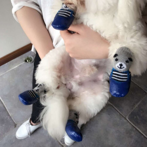 Chaussette en coton pour chien Chaussette pour chien Vêtement chien couleur: Bleu|Noir|Rouge