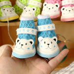 Sandales 4 pièces à motifs d’ours pour chien Chaussure pour chien Vêtement chien couleur: Bleu|Rose|Vert