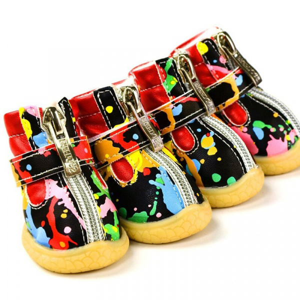 Chaussures multicolore pour animaux de compagnie Chaussure pour chien Vêtement chien couleur: Blanc|Noir