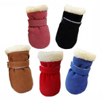Chaussons chauds en peluche 4 pièces pour chien Chaussure pour chien Vêtement chien couleur: Bleu|Marron|Noir|Rose|Rouge