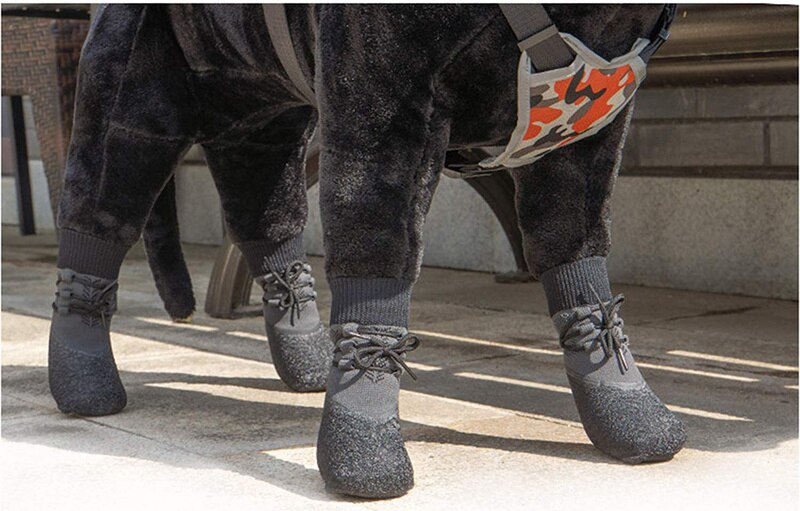 Chaussons gris élégants en coton pour chien Chaussure pour chien Vêtement chien couleur: Gris