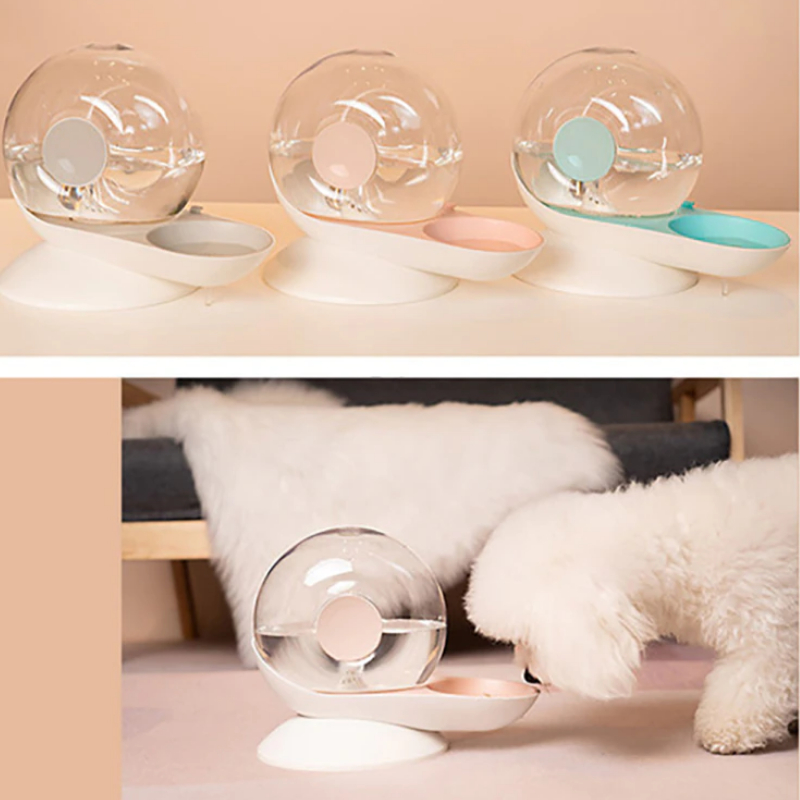 Bol d’eau automatique à bulles d’escargot pour chien Accessoire chien Gamelle chien couleur: Gris|Rose|Vert
