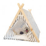 Tente avec tapis doux pour chien Couchage chien Niche chien couleur: Beige|Blanc|Gris|Rose