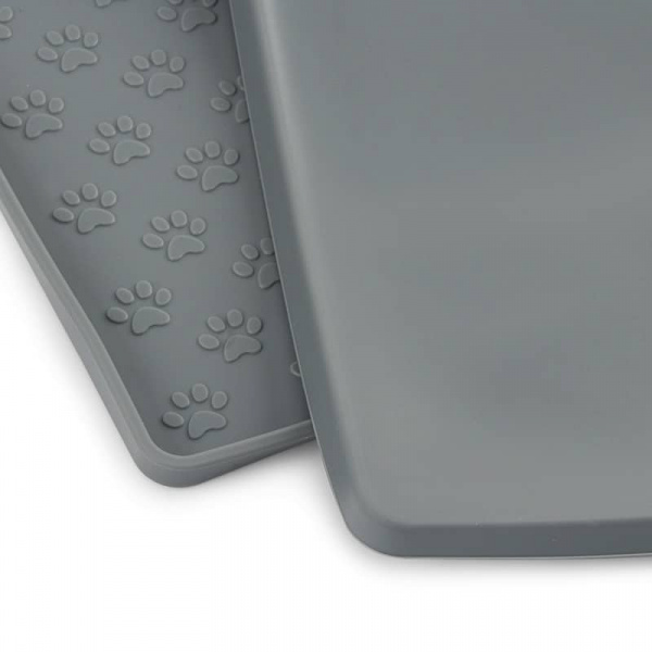 Tapis de nourriture étanche en Silicone pour chien Tapis de gamelle pour chien Tapis pour chiens couleur: Gris|Noir