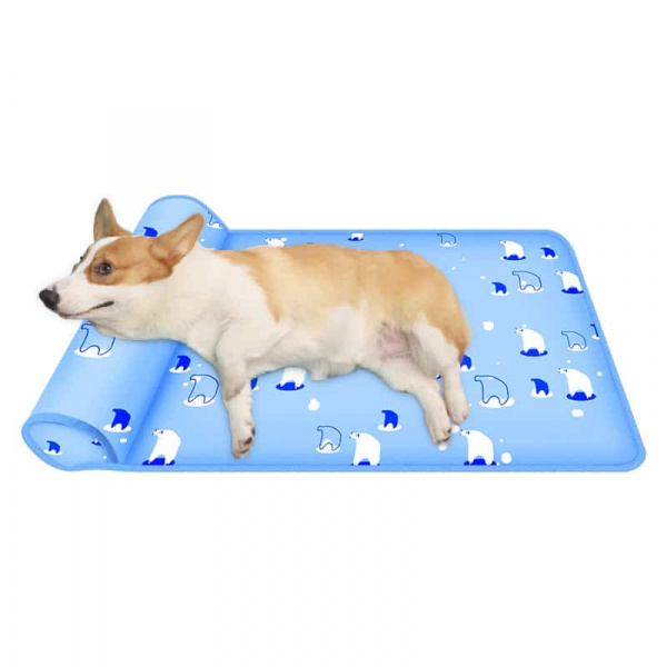 Tapis rafraîchissant respirant et lavable pour chiens Tapis rafraîchissant pour chien Tapis pour chiens couleur: Bleu